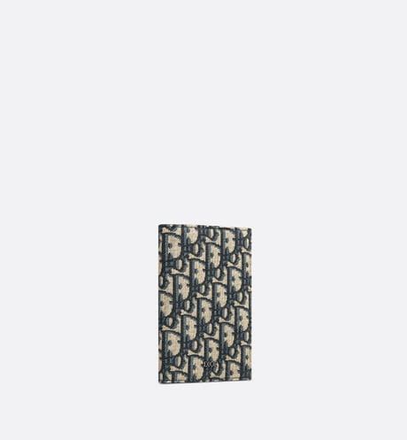 Passport Cover Beige and Black Dior Oblique Jacquard